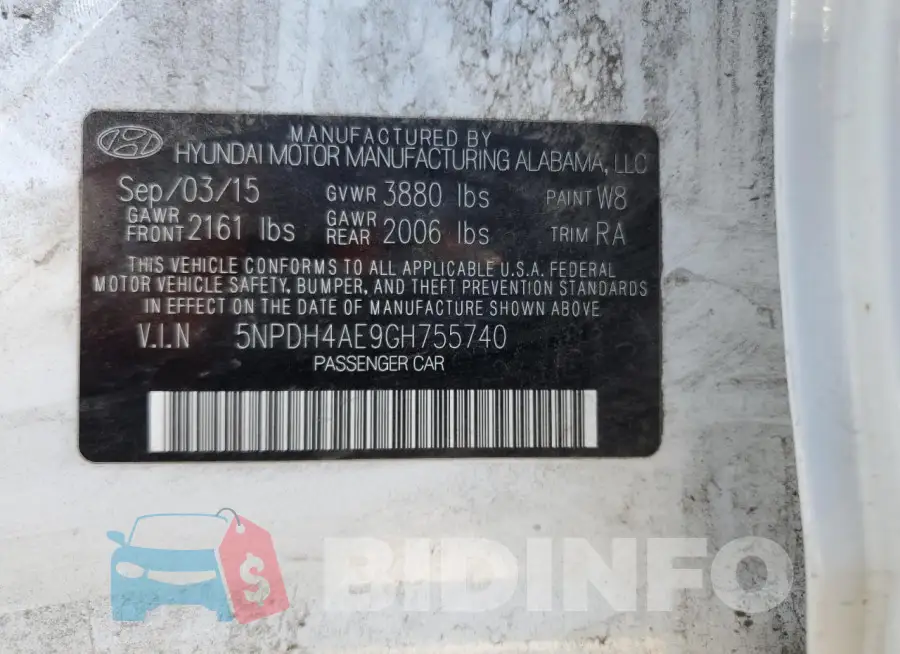 5NPDH4AE9GH755740 Photo# 12