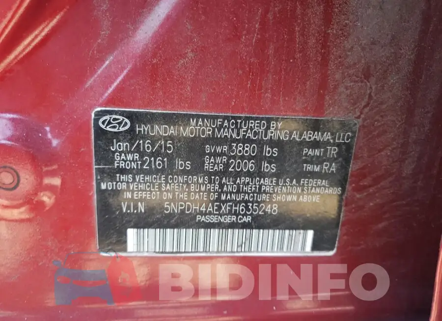5NPDH4AEXFH635248 Photo# 12