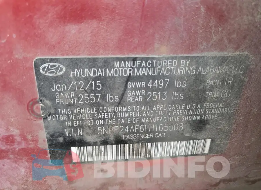 5NPE24AF6FH165508 Photo# 12