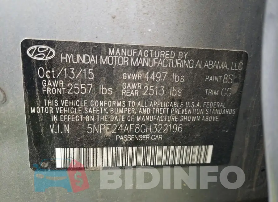 5NPE24AF8GH322196 Photo# 12