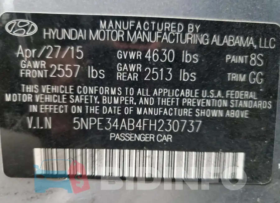5NPE34AB4FH230737 Photo# 12