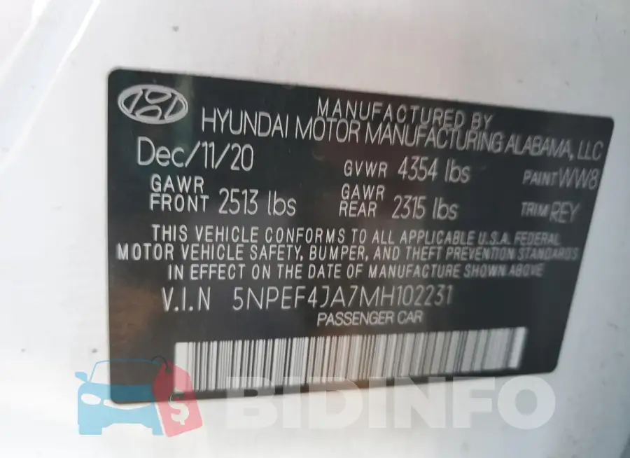 5NPEF4JA7MH102231 Photo# 12