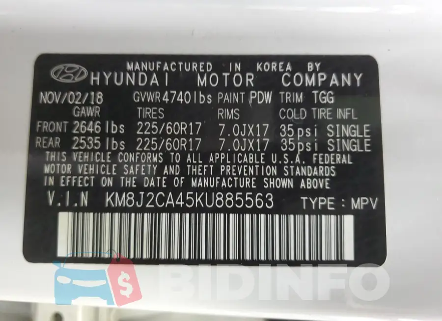 KM8J2CA45KU885563 Photo# 13