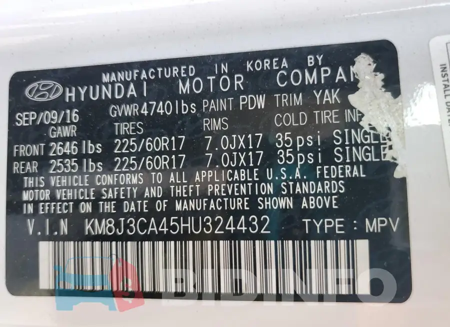 KM8J3CA45HU324432 Photo# 14