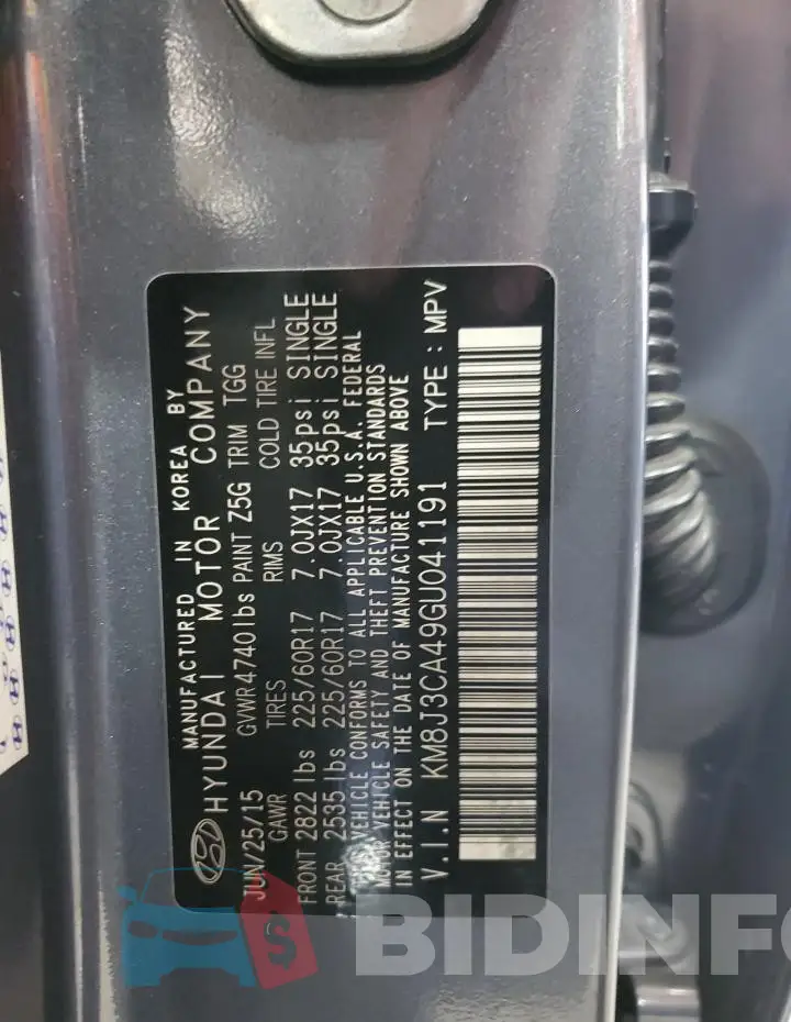 KM8J3CA49GU041191 Photo# 13