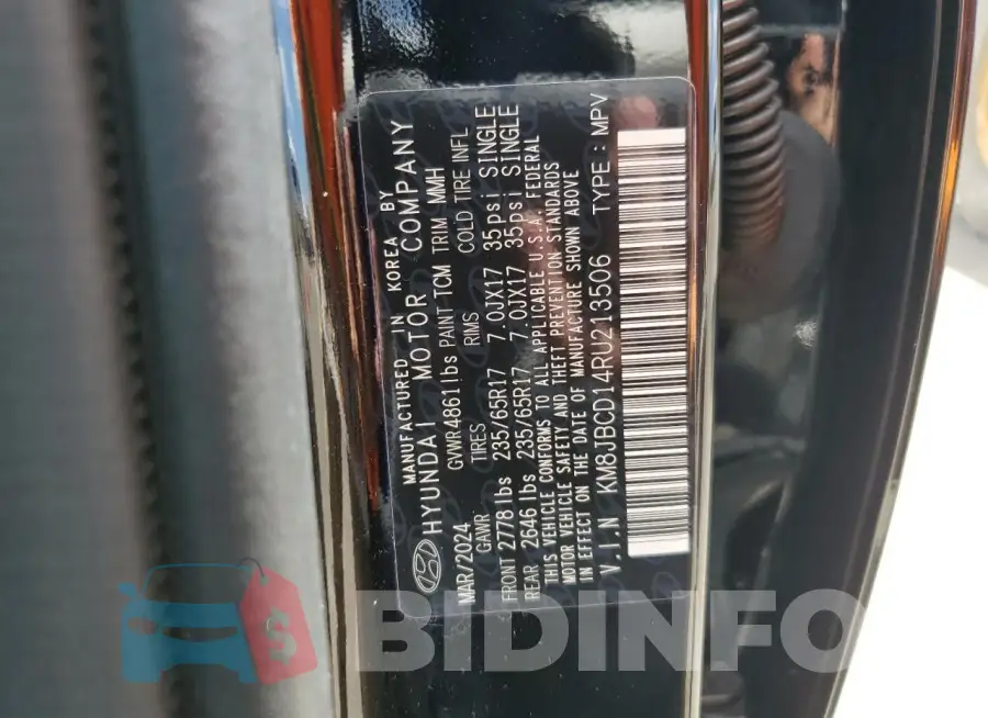 KM8JBCD14RU213506 Photo# 13