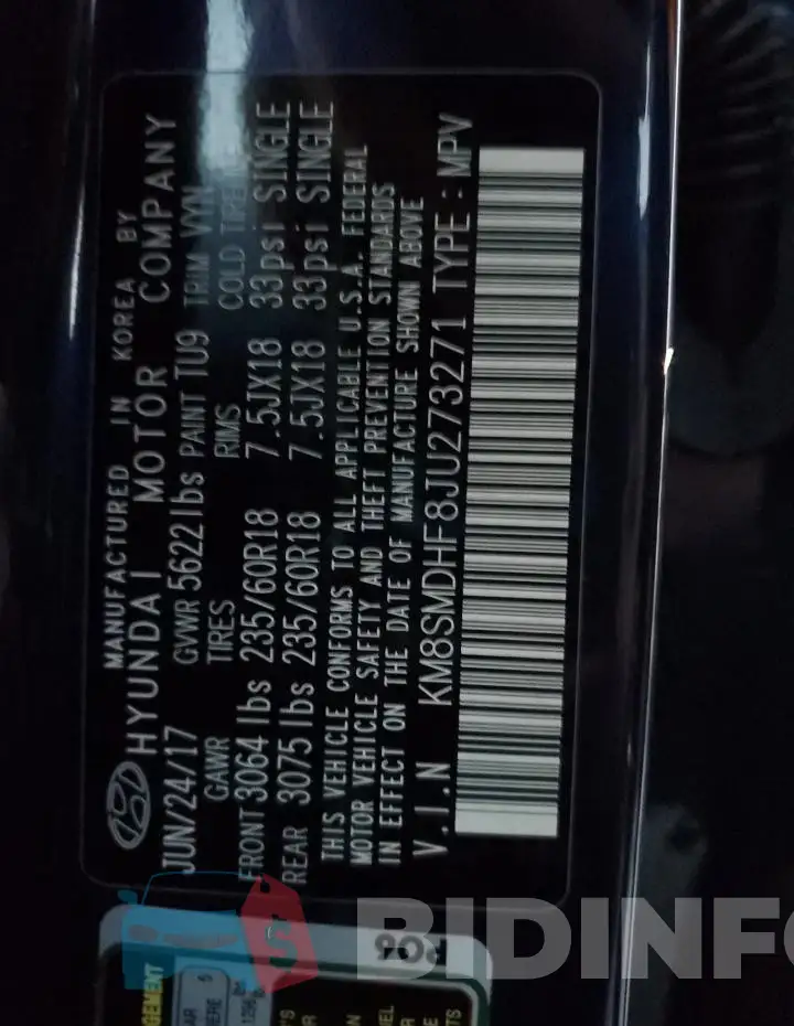 KM8SMDHF8JU273271 Photo# 13