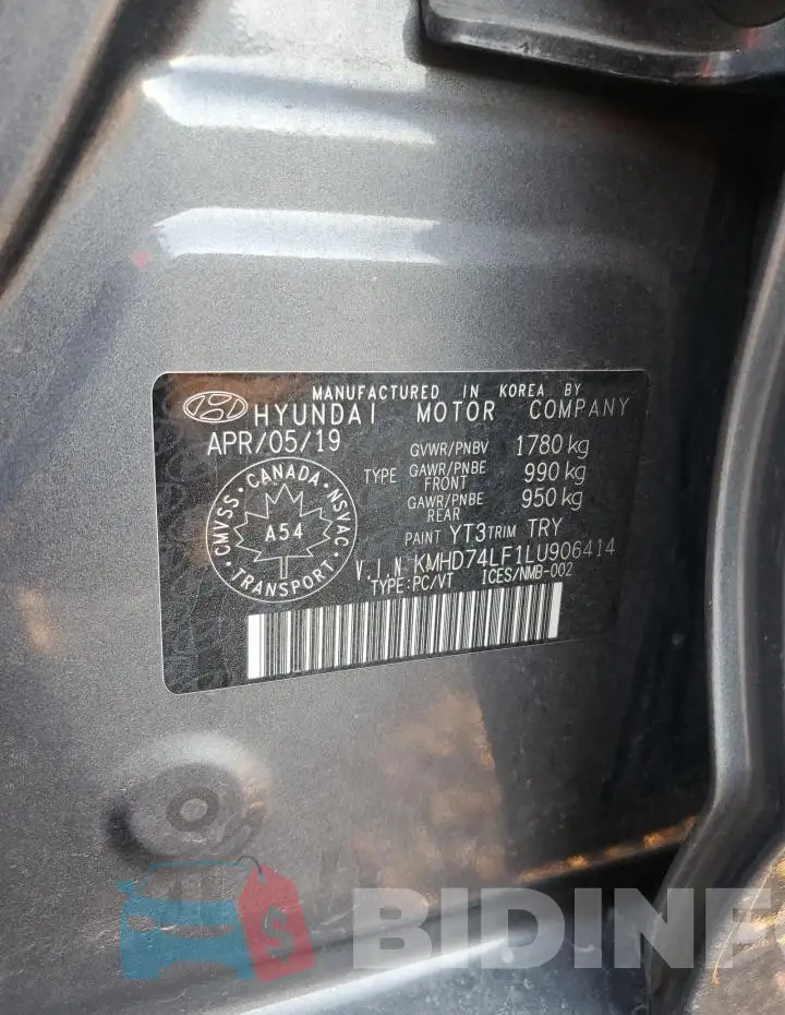 KMHD74LF1LU906414 Photo# 13