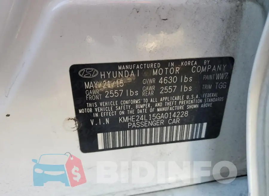 KMHE24L15GA014228 Photo# 13
