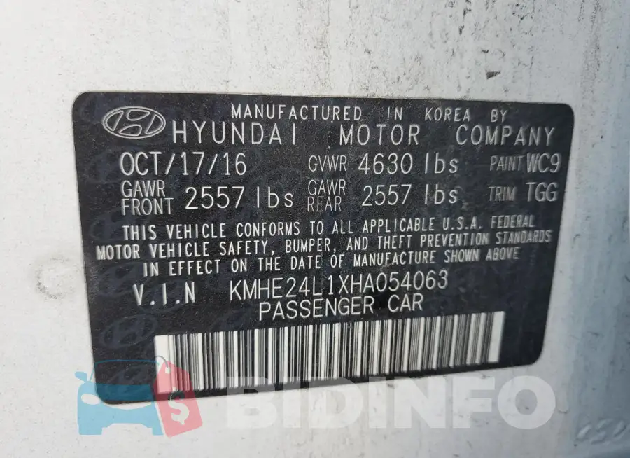 KMHE24L1XHA054063 Photo# 12