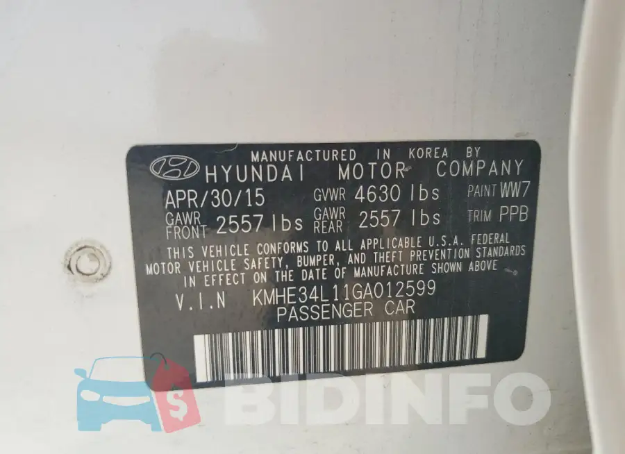 KMHE34L11GA012599 Photo# 13