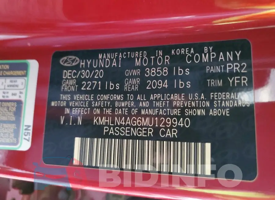 KMHLN4AG6MU129940 Photo# 12