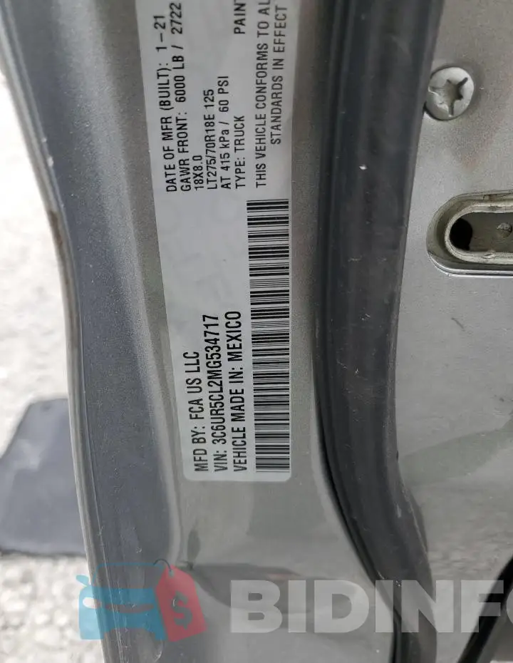 3C6UR5CL2MG534717 Photo# 12