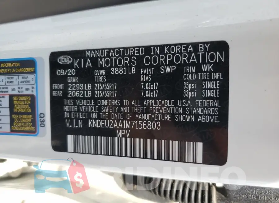 KNDEU2AA1M7156803 Photo# 12