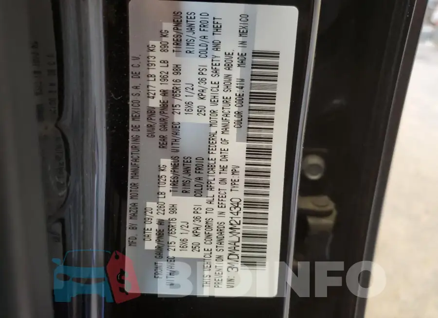 3MVDMAALXMM214340 Photo# 12