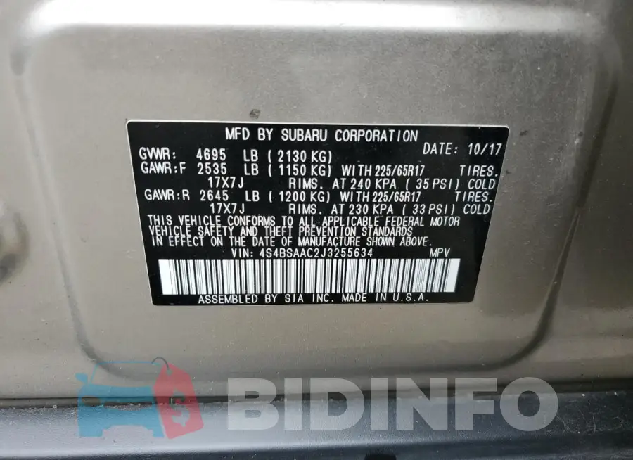 4S4BSAAC2J3255634 Photo# 13