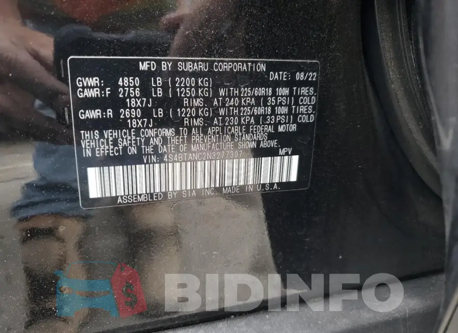 4S4BTANC2N3277307 Photo# 12