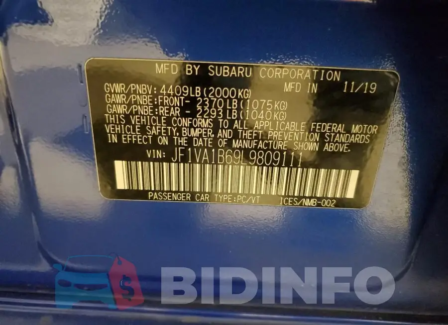 JF1VA1B69L9809111 Photo# 13