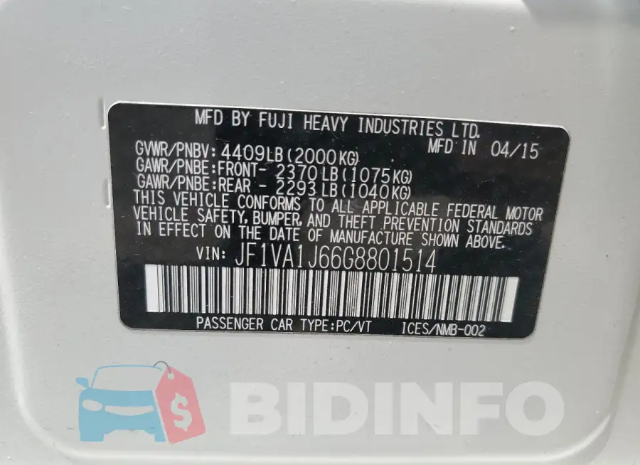 JF1VA1J66G8801514 Photo# 13