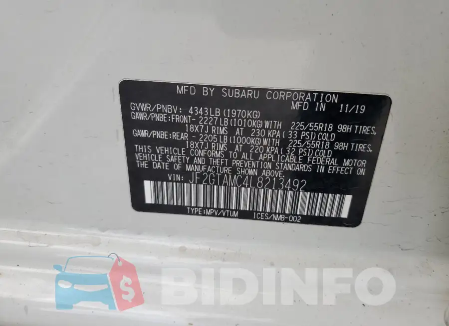 JF2GTAMC4L8213492 Photo# 12