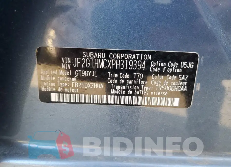 JF2GTHMCXPH319394 Photo# 13