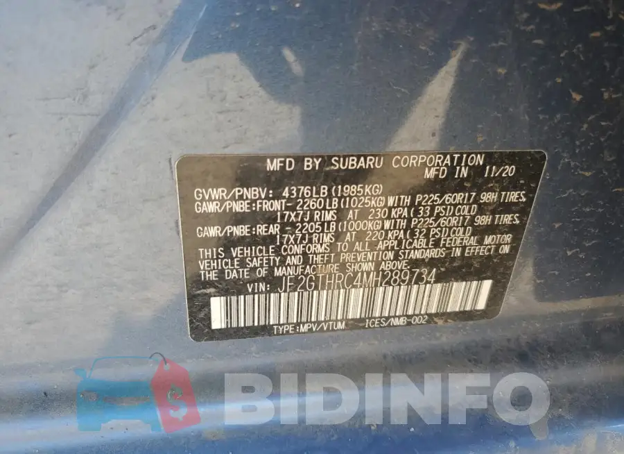 JF2GTHRC4MH289734 Photo# 13