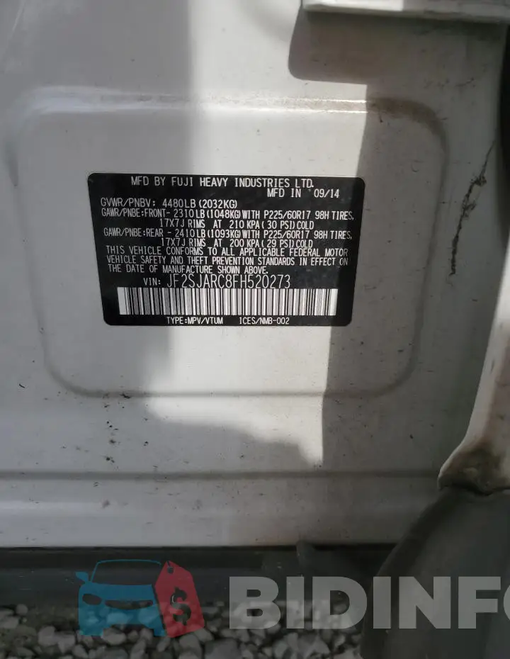 JF2SJARC8FH520273 Photo# 13