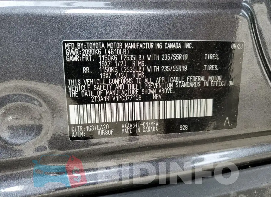 2T3A1RFV1PC377159 Photo# 14