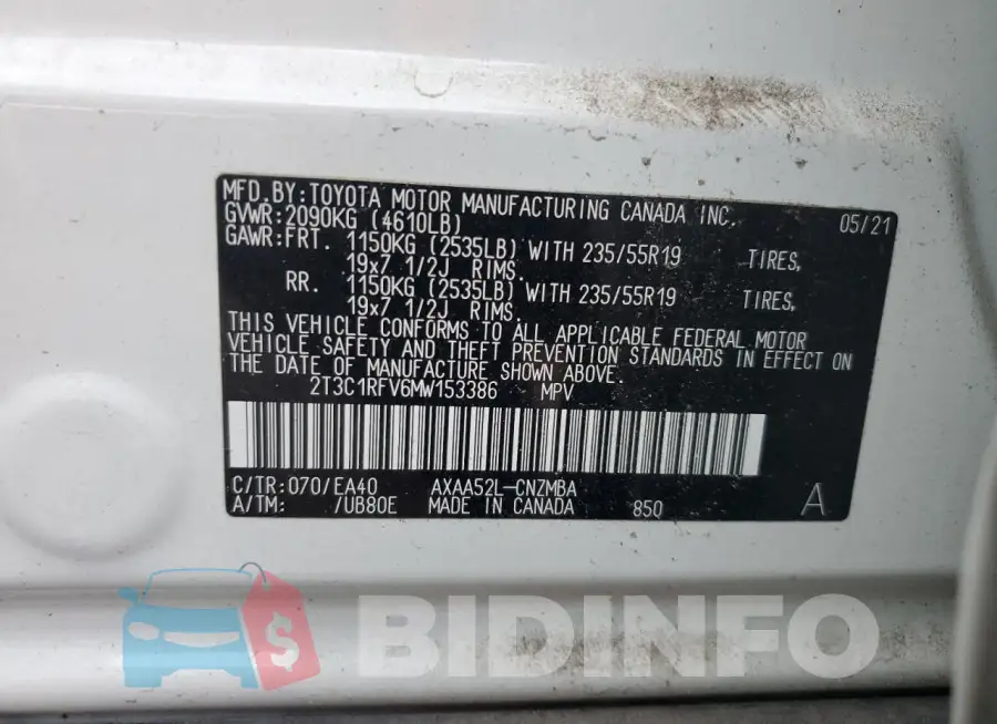 2T3C1RFV6MW153386 Photo# 13
