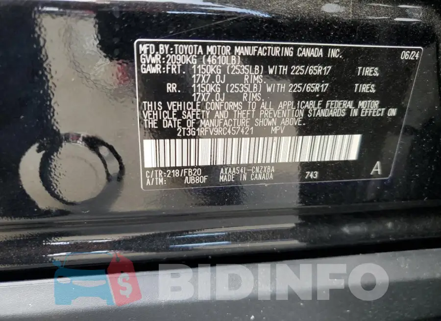 2T3G1RFV9RC457421 Photo# 13