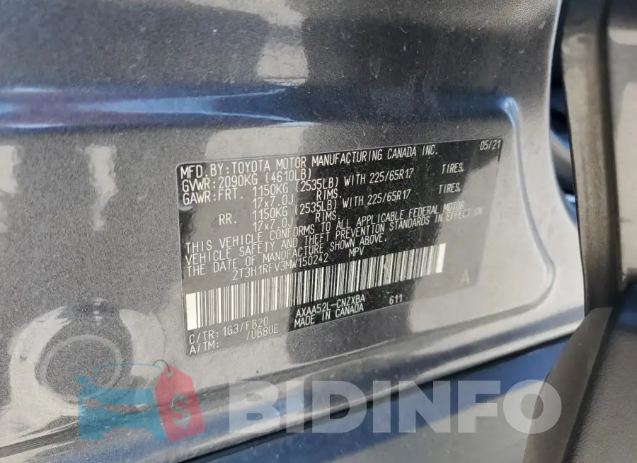 2T3H1RFV3MW150242 Photo# 12