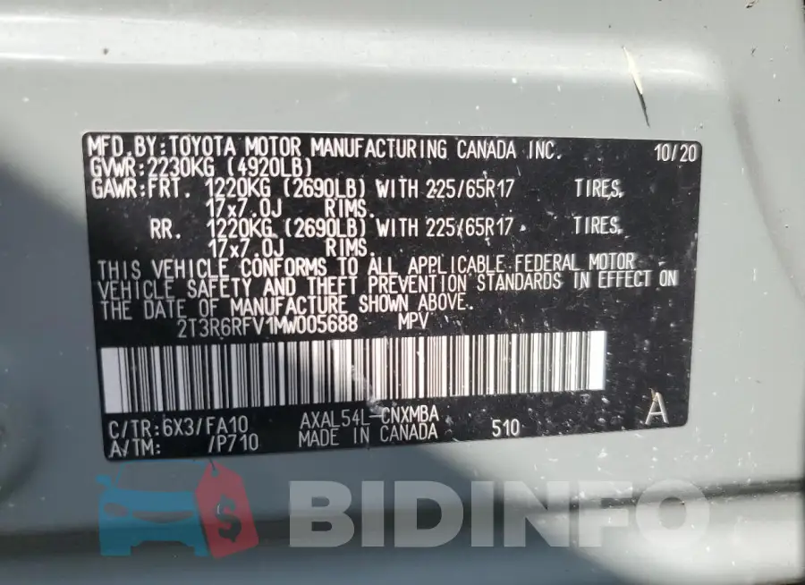2T3R6RFV1MW005688 Photo# 14
