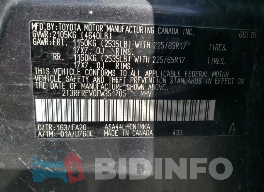 2T3RFREV0FW351705 Photo# 12