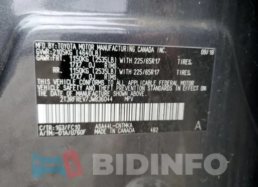 2T3RFREV7JW836044 Photo# 13