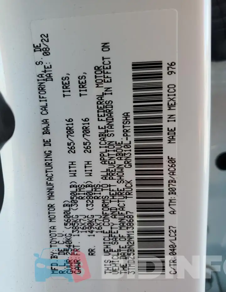 3TMDZ5BN2NM138687 Photo# 13