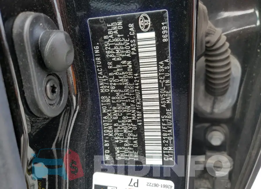 4T1BF1FK3HU744214 Photo# 12