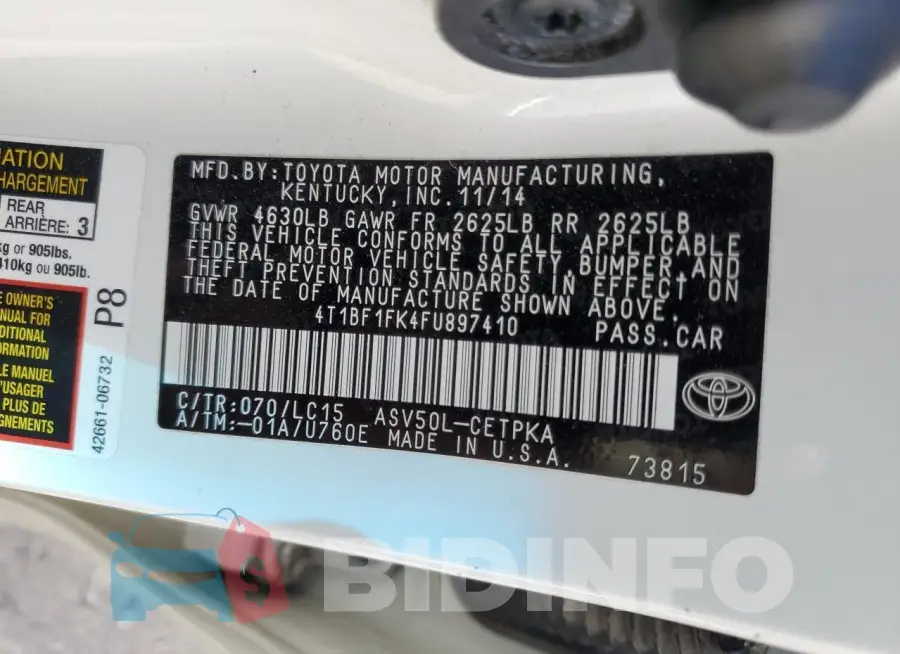 4T1BF1FK4FU897410 Photo# 12