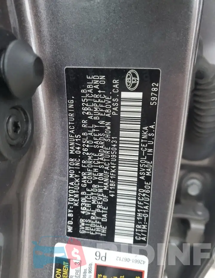 4T1BF1FK4FU950431 Photo# 12