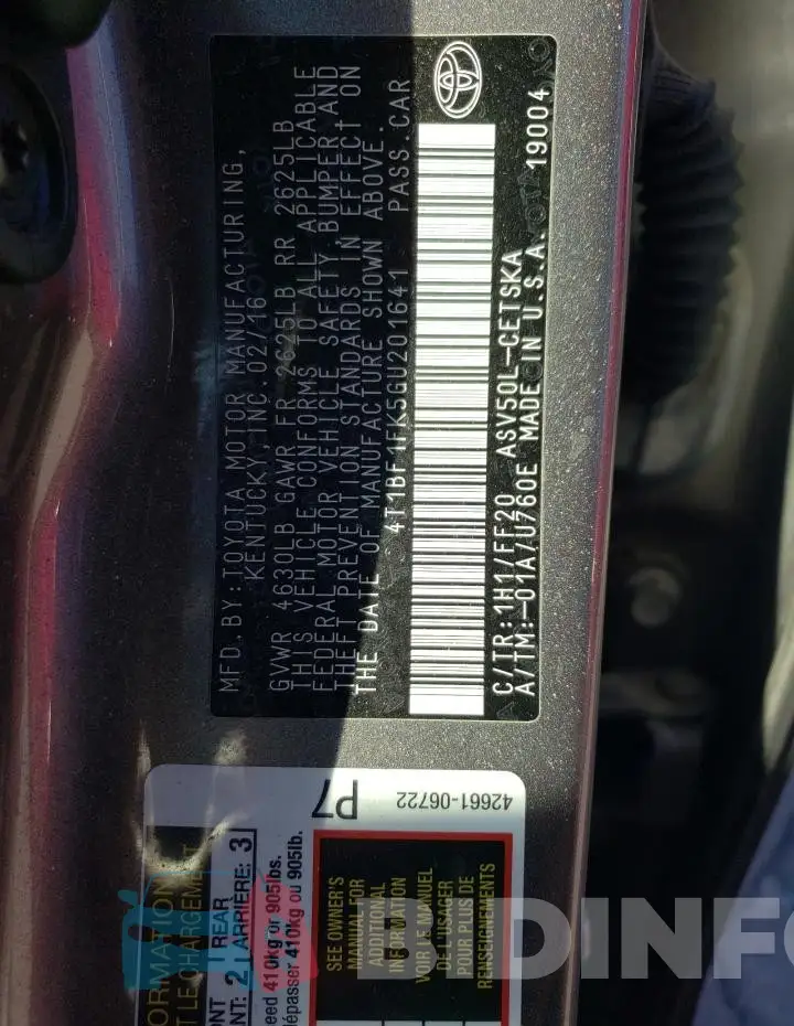 4T1BF1FK5GU201641 Photo# 12