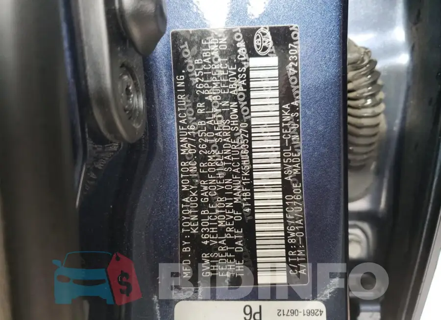 4T1BF1FK5HU635270 Photo# 12