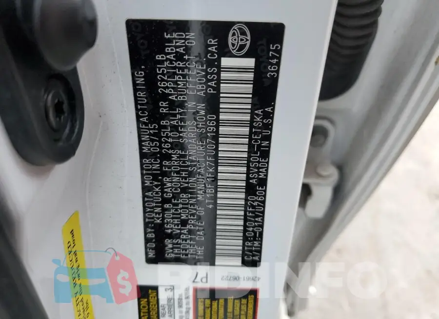 4T1BF1FK7FU071960 Photo# 13