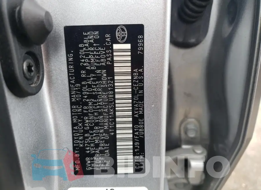 4T1C11AK5LU881321 Photo# 12