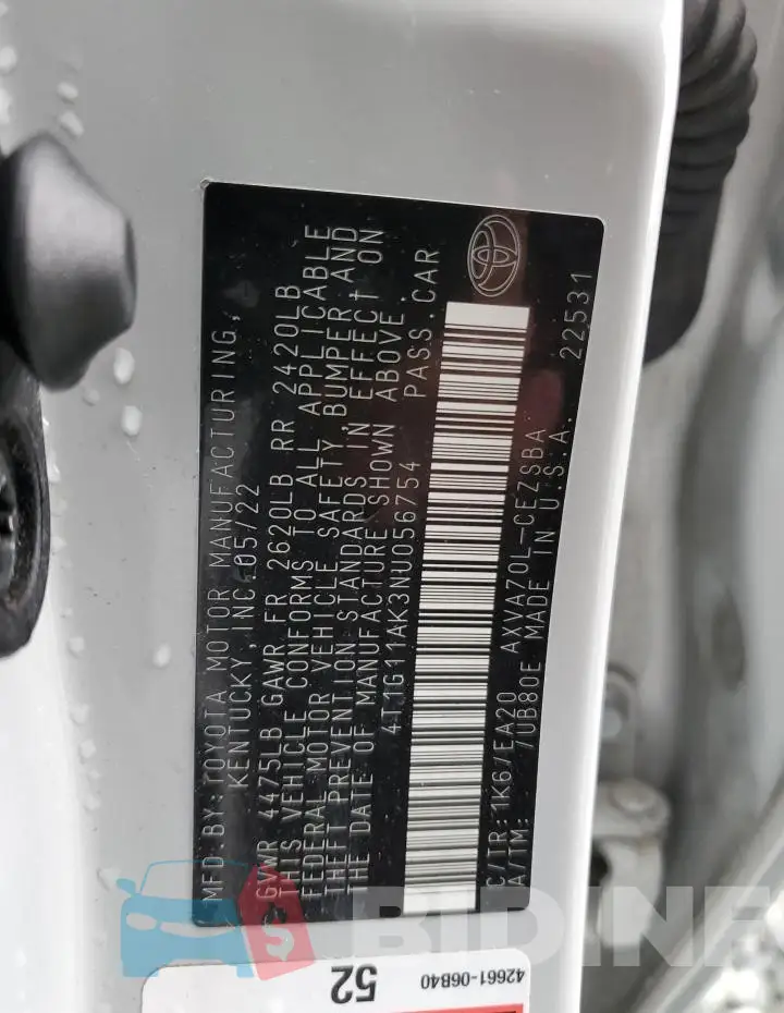 4T1G11AK3NU056754 Photo# 12