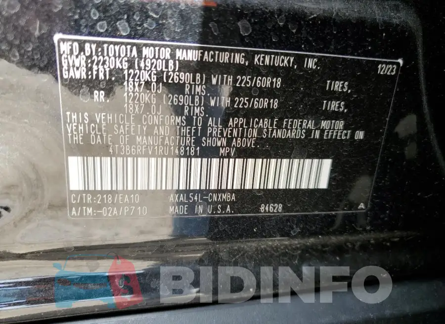 4T3B6RFV1RU148181 Photo# 13