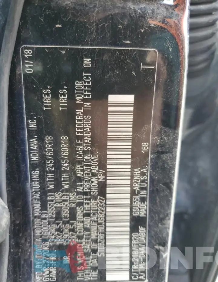 5TDBZRFH0JS822327 Photo# 13