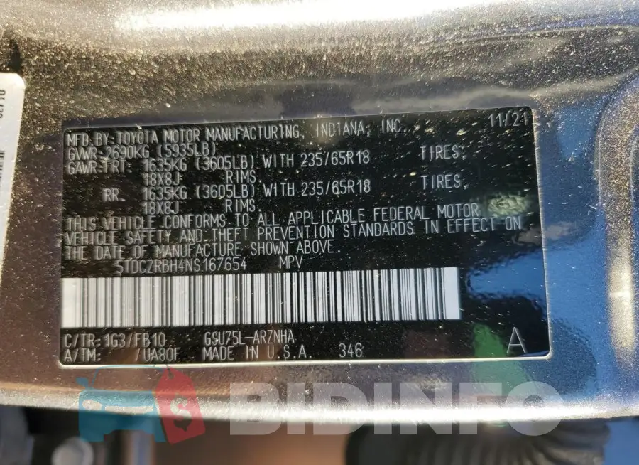 5TDCZRBH4NS167654 Photo# 13
