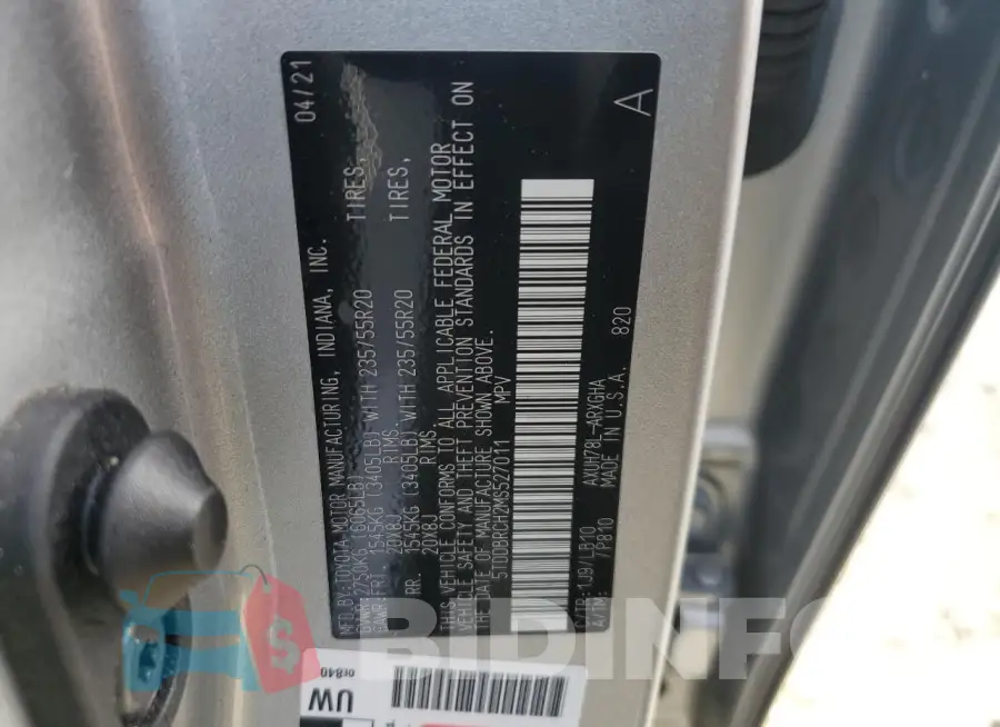 5TDDBRCH2MS527011 Photo# 13