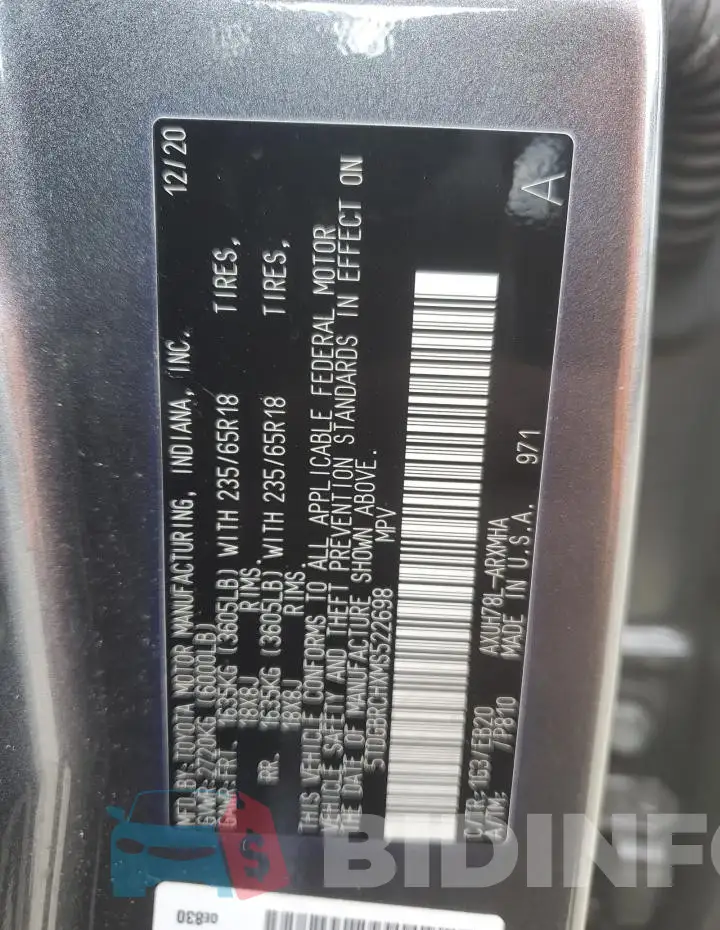 5TDGBRCHXMS522698 Photo# 12