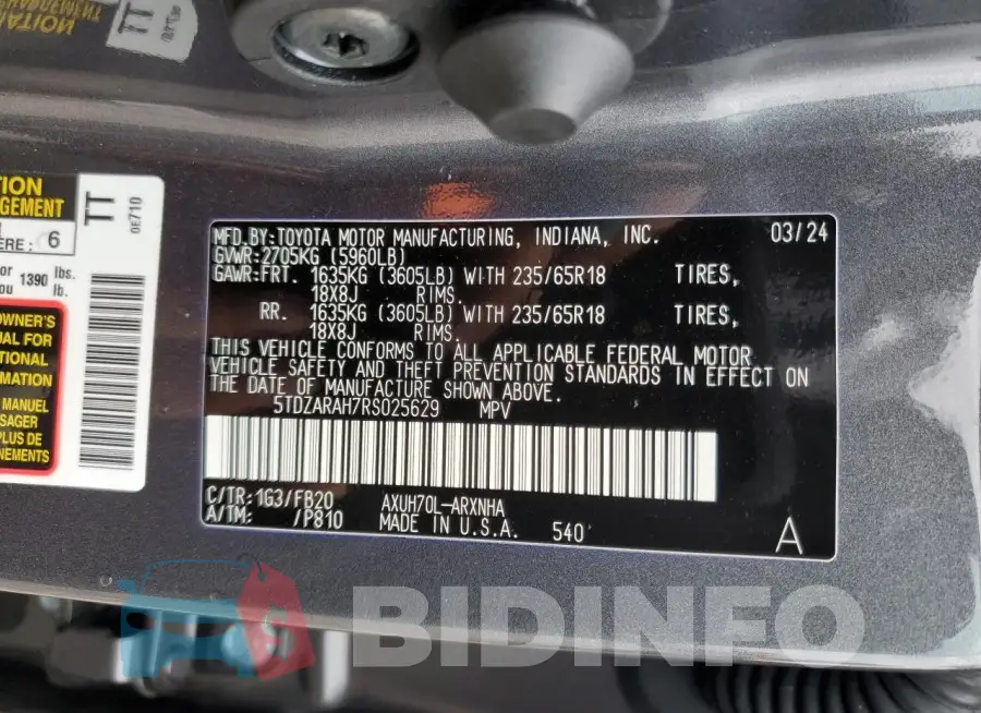 5TDZARAH7RS025629 Photo# 12