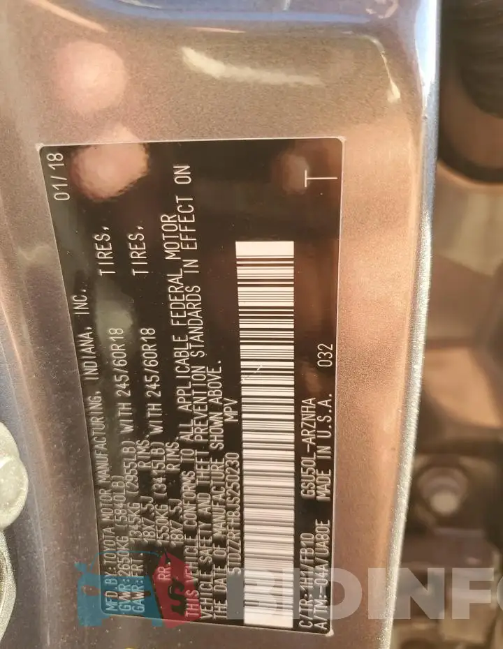 5TDZZRFH8JS250230 Photo# 13